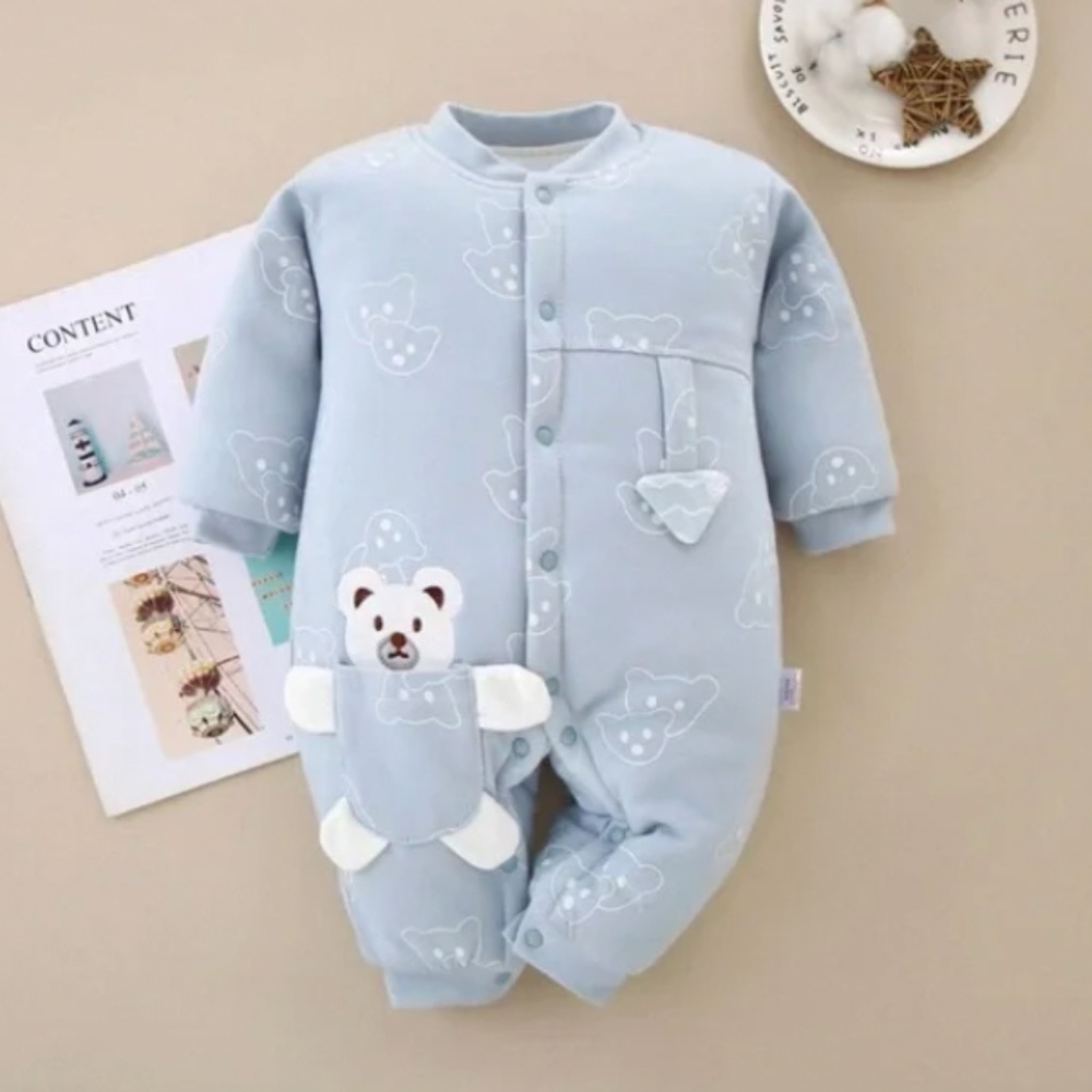 Baby Blue Bear Onesie with Hood